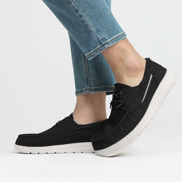 Minimalist Men's Slip On  Canvas Loafers - BLACK - 6